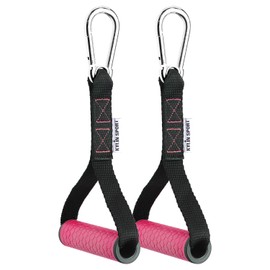 KYLIN SPORT Upgraded Cable Machine Attachments Resistance Bands Handles Grips Fitness Strap Stirrup Handle Cable Attachment Silicon Grip with Metal Carabiner Colorful Version (Rose)