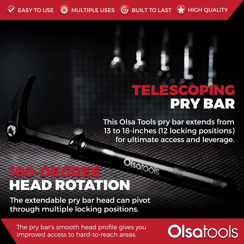 Olsa Tools Adjustable Pry Bar | Adjustable Angles & Extendable