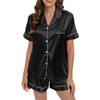 HPWUZK Women's Satin Pajamas sets Short Sleeve Sleepwear Soft Silk