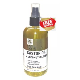 Pure Skin Solutions 100% USP Pure Castor Oil with Coconut Oil for Face, Skin & Hair 8 oz Ea.