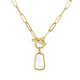 Mother of Pearl Necklace Seashell Pendant Necklace with Toggle Clasp 18K Hypoallergenic Jewelry Gift for Women