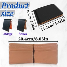 AfitLulu Mens Wallets Ultra-Thin Card Holder Wallet with Metal Money Clips and 4 Card Slots, Slim Wallet PU Leather Samll Wallet for Men (Brown)
