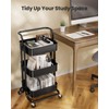 Pipishell 3 Tier Mesh Utility Cart, Rolling Metal Organization Cart