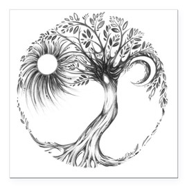 CafePress Tree of Life Design Square Car Magnet 3 X 3 Square Car Magnet, Magnetic Bumper Display