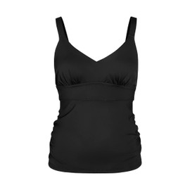 KNIX Tankini Swim Top for Women - UPF 50+, V-Neck, Removable Cups, Adjustable Straps, Machine Washable- Black, 3X-Large+