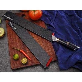 WELLSTAR Knife Edge Guards Set, 2 Piece 12 Inch Universal Blade Covers, BPA Free ABS Protective Long Blade Sheaths, Non-Scratch Felt Lining Kitchen Knives Covers (Knives not included)