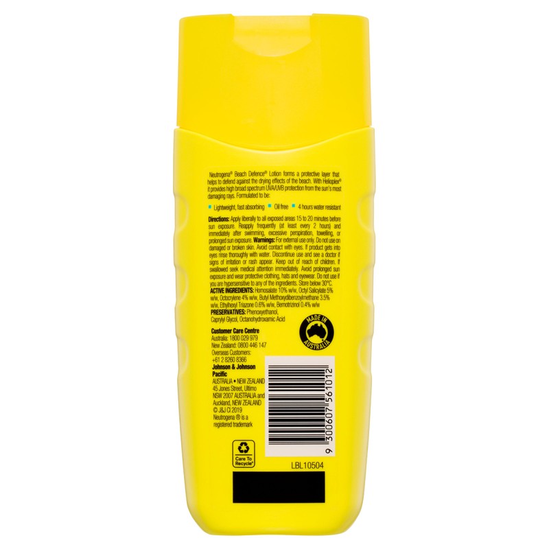 Neutrogena Beach Defence Sunscreen Water + Sun Barrier Lotion SPF