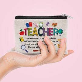Thank You Appreciation Gifts for Teacher Coin Purse Gratitude Gifts for Women Retirement Gift for Teachers from Students Christmas Birthday Gift Graduation Presents for Teachers Zipper Change Pouch