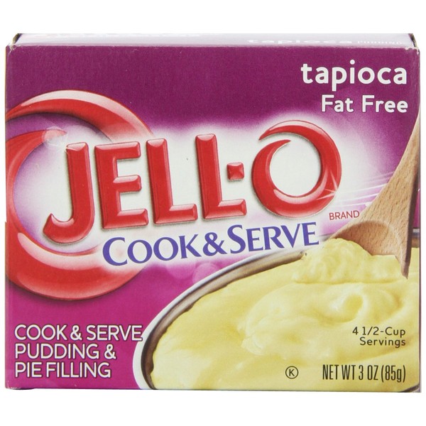 Jell-O Cook & Serve Tapioca Fat Free Pudding & Pie Filling Mix (24 ct Pack, 3 oz Boxes)