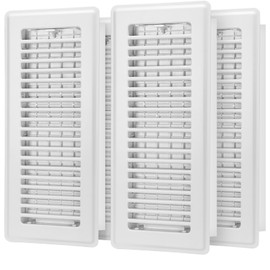 Floor Register 6x14-4 Pack Vent Covers for Home Floor Heavy Duty Steel Walkable Easy Adjust Air Supply Lever Cover for Sidewall, White
