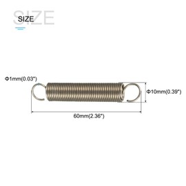 METALLIXITY Extension Spring (1x10x60mm/0.039"x0.39"x2.36") 5Pcs, Stainless Steel Tension Spring Wire - for Home Repair Construction Machinery