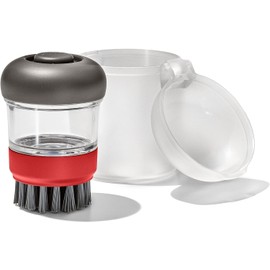 OXO - Cepillo para Polvo dispensador de jabón de Cocina para Exteriores con Estuche de Almacenamiento