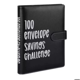 Unbranded 100 Envelope Savings Challenge Binder black financial planner money saving goals