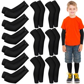 Panitay 6 Set Eczema Arm and Leg Sleeves Scratch Elastic Arm Sleeves Knee Wrap Eczema Arm Wrap for Itch Relief Sports