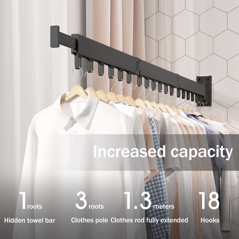 LIENAHU Clothes Drying Rack,Laundry Drying Rack,Clothes Rack Wall Mount,Wall Mounted