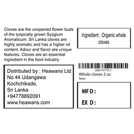 Heawans Hand Picked Premium Grade Organic Whole Cloves 2 oz, Packed form a USDA certified farm