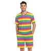 BRIVOKA Men's Rainbow Stripe Short Sleeve Pajama Set Rainbow PJ