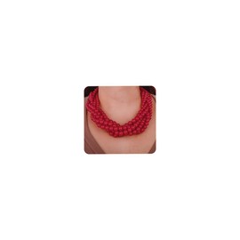 Aimimier 1920s Multilayer Twisted Beads Cluster Choker Necklace Chunky Ball Statement Necklace Fashion Jewelry for Women (Red)