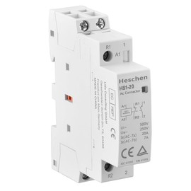 Heschen Household AC Contactor, HS1-20, Ie 20A, 2 Pole, 1NO 1NC, AC 12V Coil Voltage, 35mm DIN Rail Mount