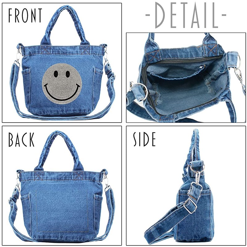 DIVA Rose Women's Tote Bag, Shoulder Bag, 2-Way, Denim, Small,