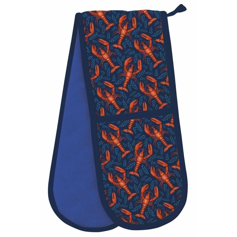 Double Oven Gloves - Organic Cotton - Artistic Lobster Design