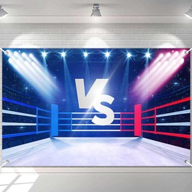 Ticuenicoa Wrestling Arena Backdrop - WWE Royal Rumble Banner with Floodlight Blur, Spectator Seats, and Boxing Ring Ropes for Boys Portrait Photo Shoot Birthday Decoration 70.8x43.3 Inches