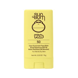 Sun Bum Sun Bum Kids SPF 50 Clear Face Stick Sunscreen | Broad Spectrum Sunblock with Vitamin E | Wet or Dry Skin Application | Hawaii 104 Act Compliant (Octinoxate & Oxybenzone Free)| Travel Friendly 0.53 oz