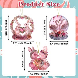 Easter Pendant Rabbit, Pack of 3 Easter Pendant Decoration, Easter Decoration for Hanging, Acrylic Pendant Easter Bunny Ornaments Easter Spring for Indoor and Outdoor Easter Gift