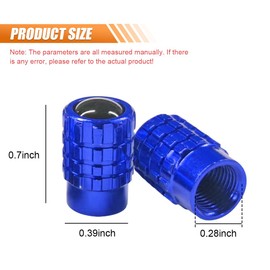 4PCS Car Tire Valve Stem Caps, Heavy Duty Leak-Proof Auto Tire Valve Caps with Rubber Seal, Aluminum Alloy Wheel Valve Stem Covers, Universal Car Accessories for Car Truck SUV Motorcycle Bike (Blue)
