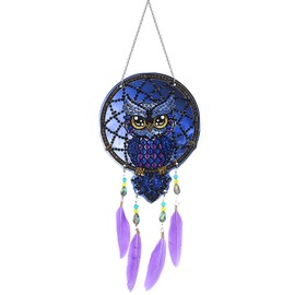 Diamond Painting 5D Set Wind Chimes Diamond Painting Owl Diamond Painting Pictures Dream Catcher Sun Catcher for Children Adults Diamond Art Kits for Wall and Entrance Decoration Garden