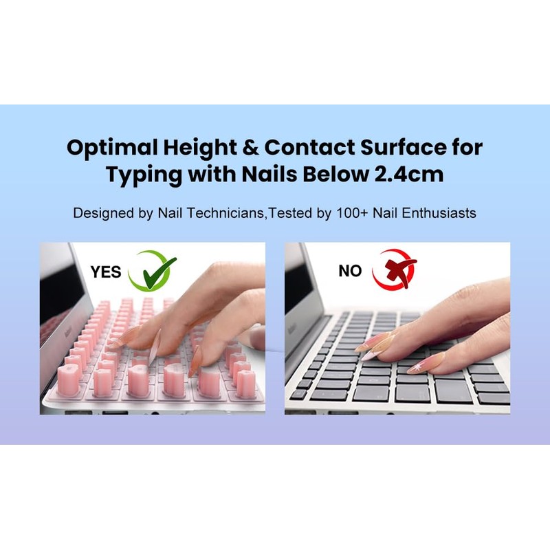 HRH Keyboard Cover for Long Nails, Silicone Raised Keyboard Cover