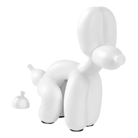 Rideco - Escultura de perro con globo de caca pequeña, decoración del hogar, decoración moderna, escultura artística, adorno moderno de computadora para oficina, recámara, sala de estar (blanco,