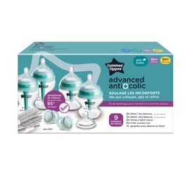 Tommee Tippee-Babyflaschen, Advanced Anti-Kolik Set für Neugeb., 4 Flaschen mit 2 brustähnlichen Saugern (mittel), belüfteter Anti-Kolik-Stab, Zubehör