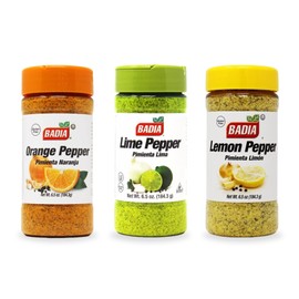 Gourmet Seasoning Set: Includes 6.5 Oz Badia Lemon Pepper, Badia Lime Pepper & Badia Orange Pepper Seasonings Plus Forever Festive Cork Lid "Jar" Zip Bag. Must-Have Gourmet Badia Citrus Pepper Bundle!