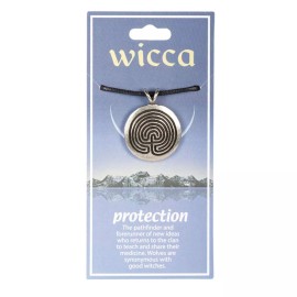 NEW Wicca Protection Amulet 1.5" Labyrinth Spiral Pewter Pendant with Cord