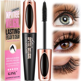 4D Silk Fiber Lash Mascara Waterproof - Natural Long Lasting Mascara Black Volume and Length, Thickening Lengthening No Clumping