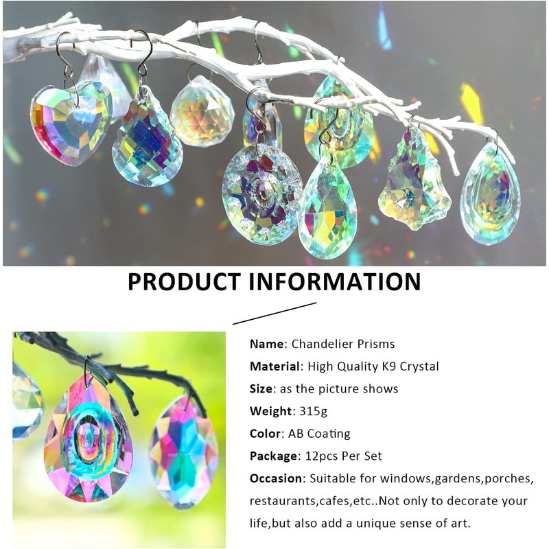 Crystal Prisms Suncatcher Rainbow Hanging Crystal Ornament Pendant for Window