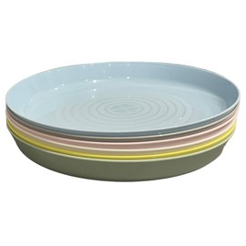 Kalas Unbreakable Plastic Kids/Adults Dinner/Lunch/Side Plate 6 Pack Multi Coloured Stackable, Lightweight, high Edge 19x2 centimetres Pastel Bright Colours to Choose Your Favourite