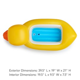 Munchkin Duck Inflatable Baby Bathtub for Babies 6-24 Months, White Hot Heat Alert, Great for Home or Travel, Classic Yellow Ducky
