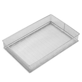 YBM Home Silver Mesh Drawer Organizer and Storage for Kitchen Drawers, Serves as School Supply Holder, Office Desktop Organizer Basket, Makeup and Craft Supplies Organization, (1 Unit, 8x12x2 Inch)