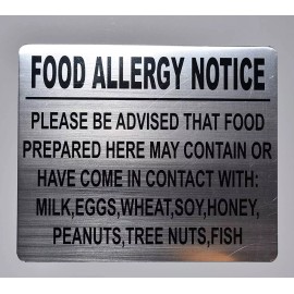BUILDINGSIGNS.COM Food Allergy Notice Sign (Brush Aluminium, 10x12)-REF24-1