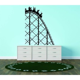Decals - Vinyl Wall Sticker Roller Coaster Amusement Park Ride Kids Bedroom Bathroom Living Room Picture Art Peel & Stick Mural - IZE 16 Inches X 20 Inches - 22 Colors Available