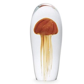 Dynasty Gallery Tall Orange Jellyfish Glow in The Dark Glass Figurine Jelly Fish 9 Inches Tall