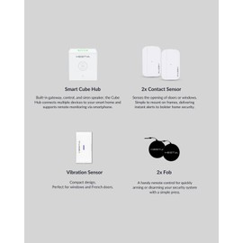 HESTIA Smart Home Security Systems, Wifi Wireless Alarm Systems for Home Security with Door/Window Sensor,Vibration Sensor, Remote, RFID Tag, House Alarms Security System Work with Alexa Google Home