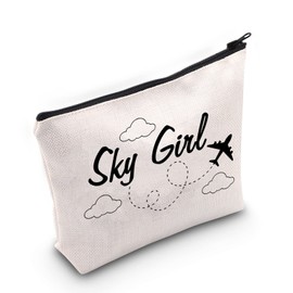 Air Stewardess Gift Sky Girl Makeup Bag Flight Attendant Cosmetic Bag Stewardess Aviation Gift Flight School Student Graduation Gift (Sky Girl)