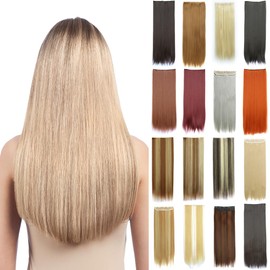 Clip In Hair Extensions 1 Pcs 5 Clips Half Full Head Synthetic Straight Hairpiece Natural Look