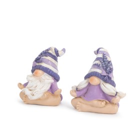 Hodao - Juego de 2 cifras de gnomos de meditación de lavanda Zen, inspirado en el tema de yoga, decoración de mesa y estante para la relajación y espacios de vida serenos, yoga, decoración de lavanda