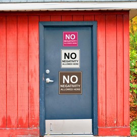 Signs ByLITA Square No Negativity Allowed Here Sign(Navy Blue/Gold) - Small
