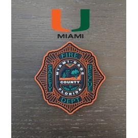 Miami Dade Fire Rescue MDFR PVC Patch 3.25" University of Miam Firefighter Patch