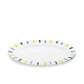 GMUNDNER KERAMIK Oval Plate Size: L 21 cm x W 14 cm x H 2.1 cm Colourful Flamed Crockery Handmade in Austria